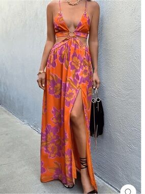 Floral Cutout Maxi Dress